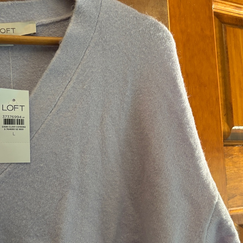 LOFT Light Purple V-Neck Cardigan - Picture 7 of 9